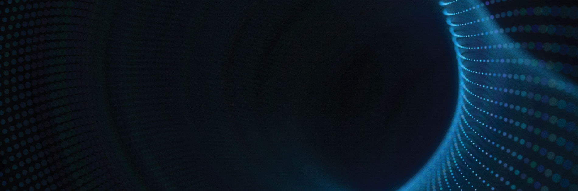 Dark blue background with a glowing light blue particles in motion